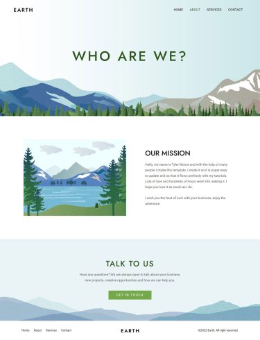 Макет Планета Земля. Страница О нас