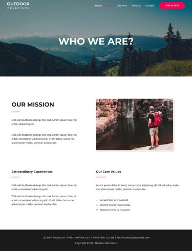 Layout Outdoor Adventure About us Page