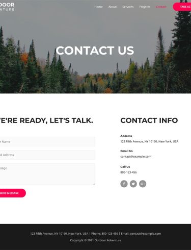 Layout Outdoor Adventure Contacts Page