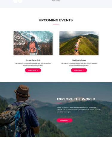 Layout Outdoor Adventure Home page