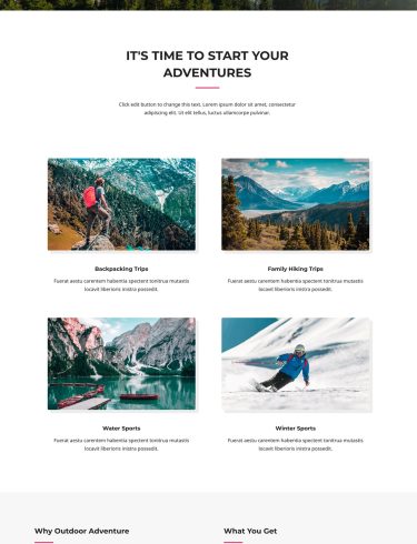 Layout Outdoor Adventure Services Page