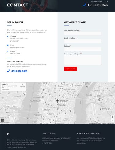 Макет Сантехник Страница Контакты